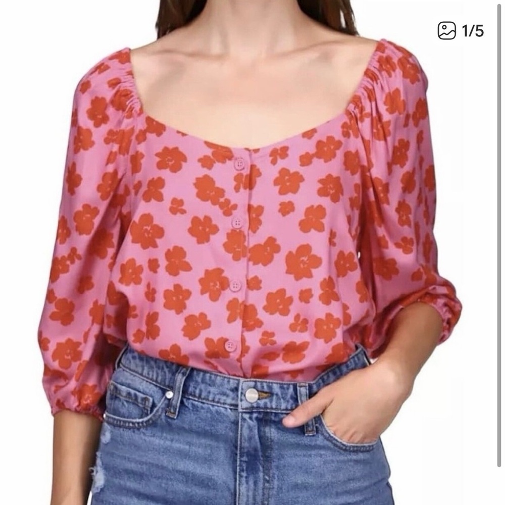 Sanctuary Pink and Orange Floral Blouse